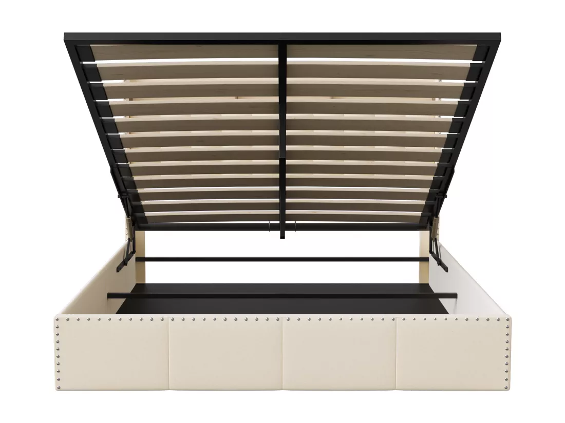 Lit Coffre 140×200cm, Lit Rembourré en Velours Beige, avec Port USB, Port de Type-C et LED, Coffre de Lit Rangement, Sommier