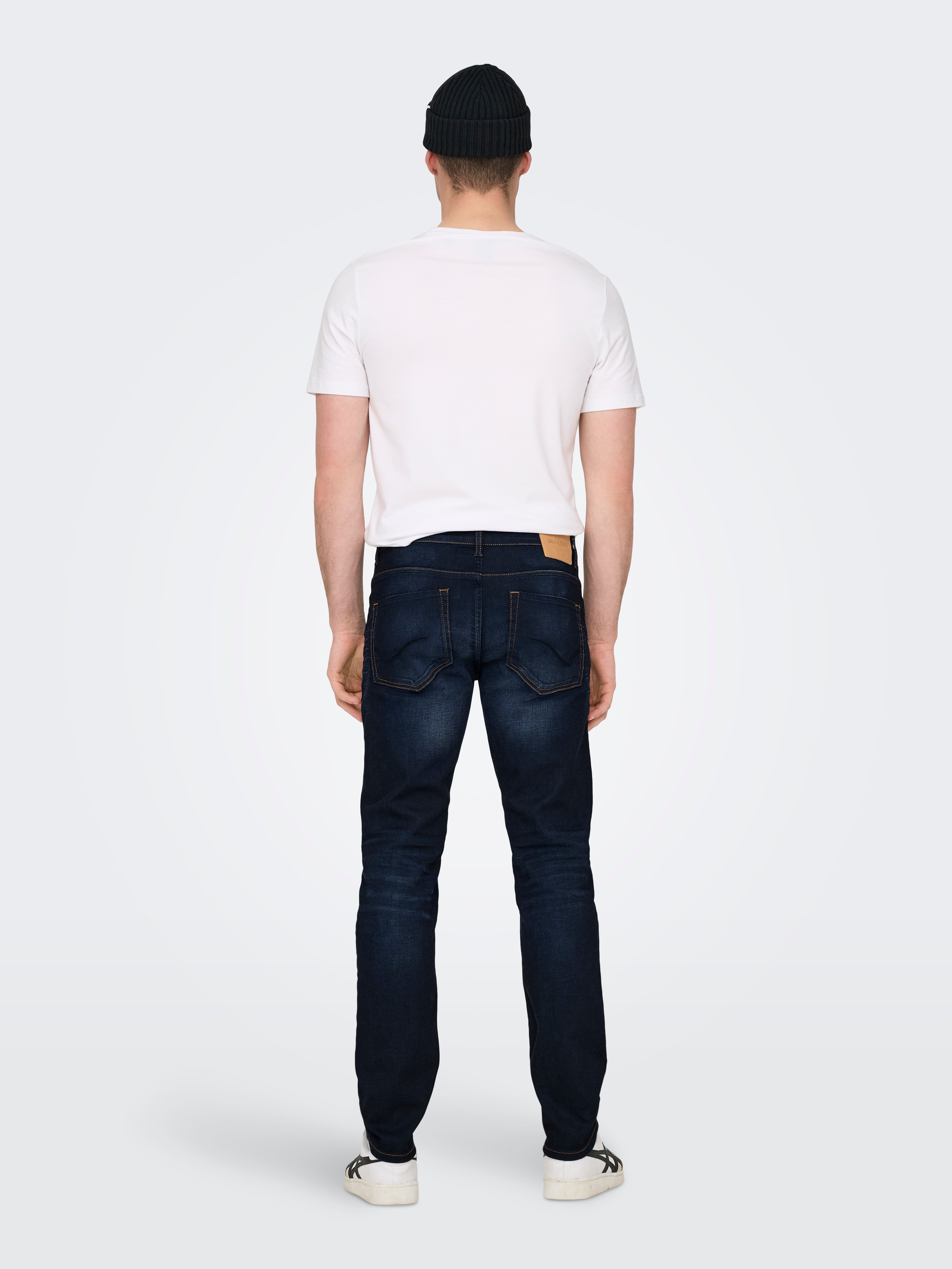 ONSWEFT Niedrige Taille Slim Fit Jeans Dark Blue Denim