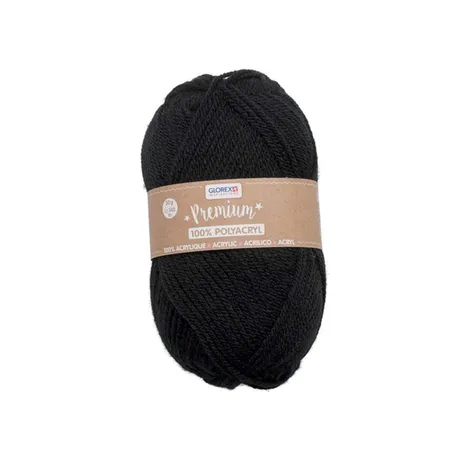 Glorex Premium Wolle aus 100 % Acryl, 50 g, ca. 140 m, schwarz