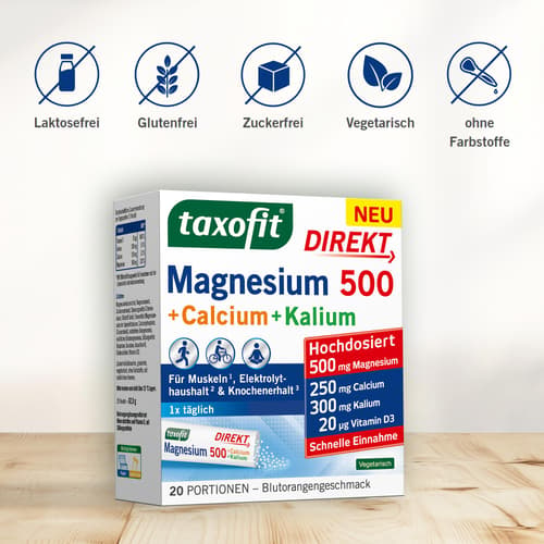 Taxofit Magnesium 500 + Calcium + Kalium Direkt Granulat 20 Stück