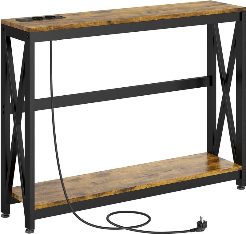 HOMCOM - Sidetable - Bruin, Zwart - Staal, Spaanplaat
