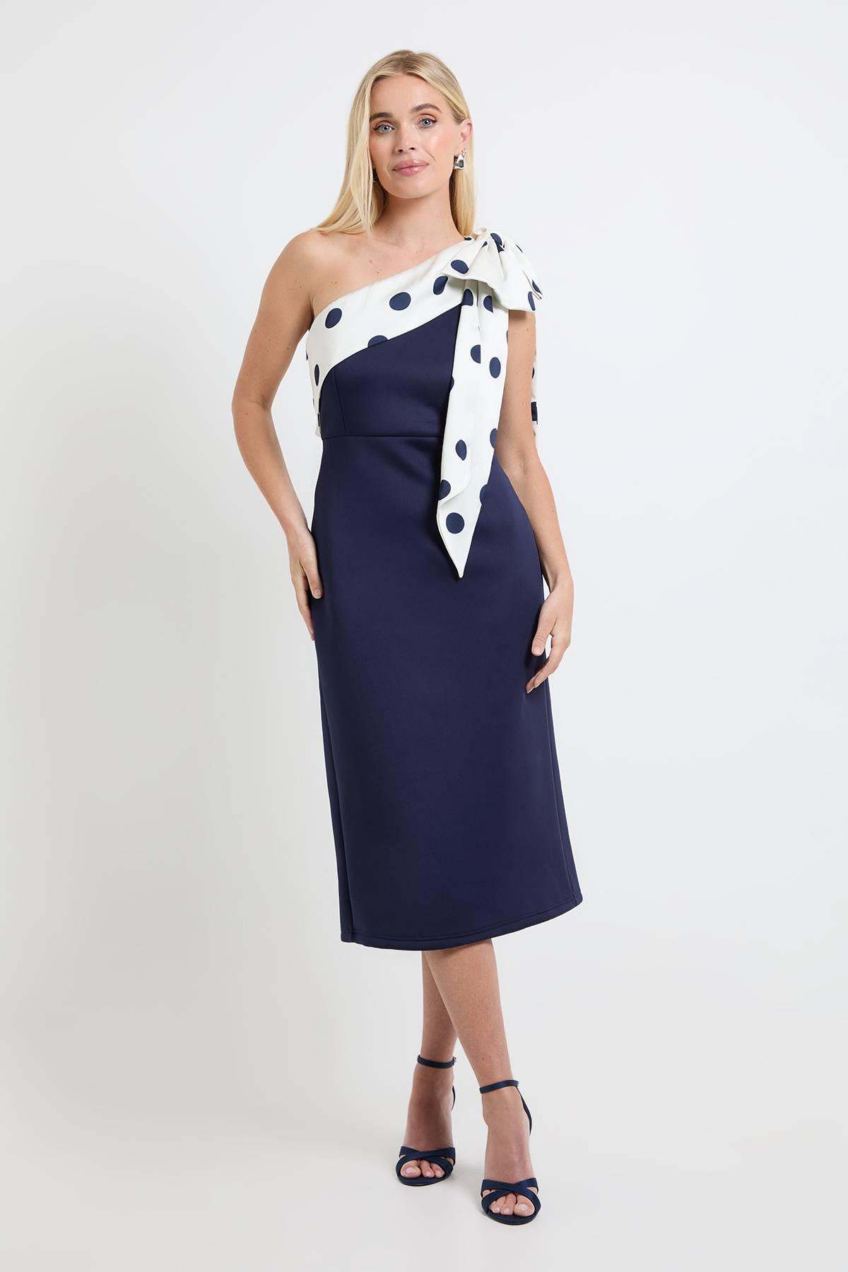 Wallis Robe Midi Asymétrique En Néoprène Avec Corsage Pour Petite Taille