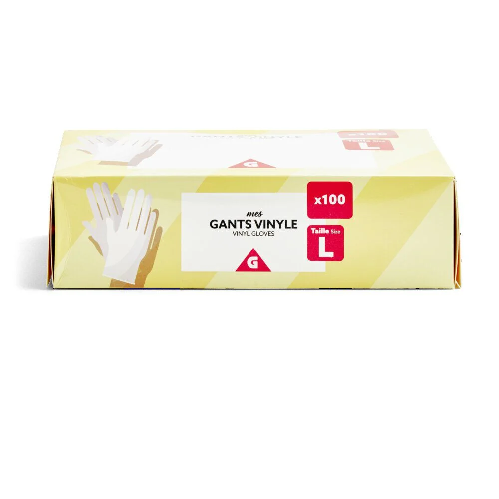 Gants en vinyle blanc x100 Taille L