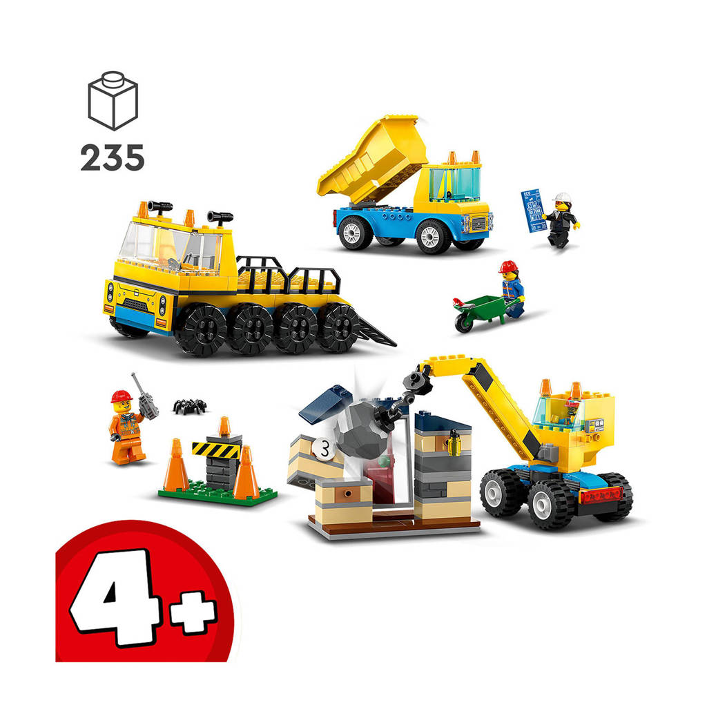 GeweldigKiepwagen, bouwtruck en sloopkraan Educatief Kleuter Speelgoed 4+ Jaar 60391