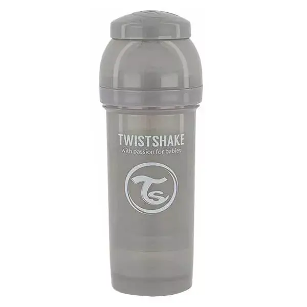 Mamadeira anticólica Twistshake para bebês, cinza pastel, +2 meses, 260ml