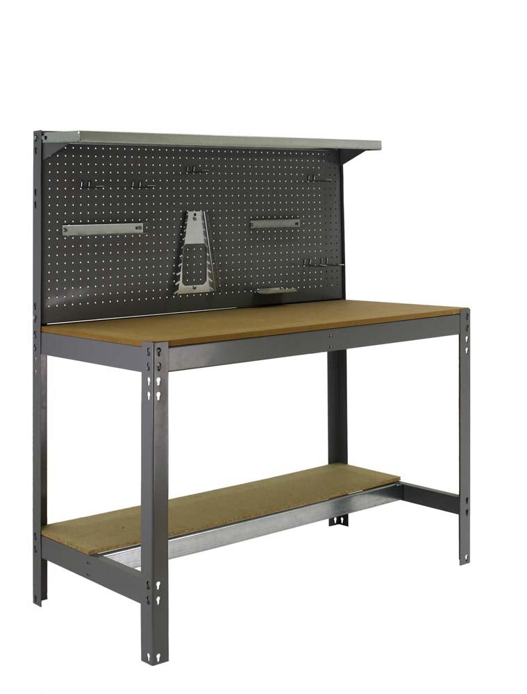 PROREGAL Buffalo werkbank met gereedschapswand en opbergplank, afmetingen (H x B x D): 84 x 90 x 61 cm, draagvermogen: 400 kg, grijs