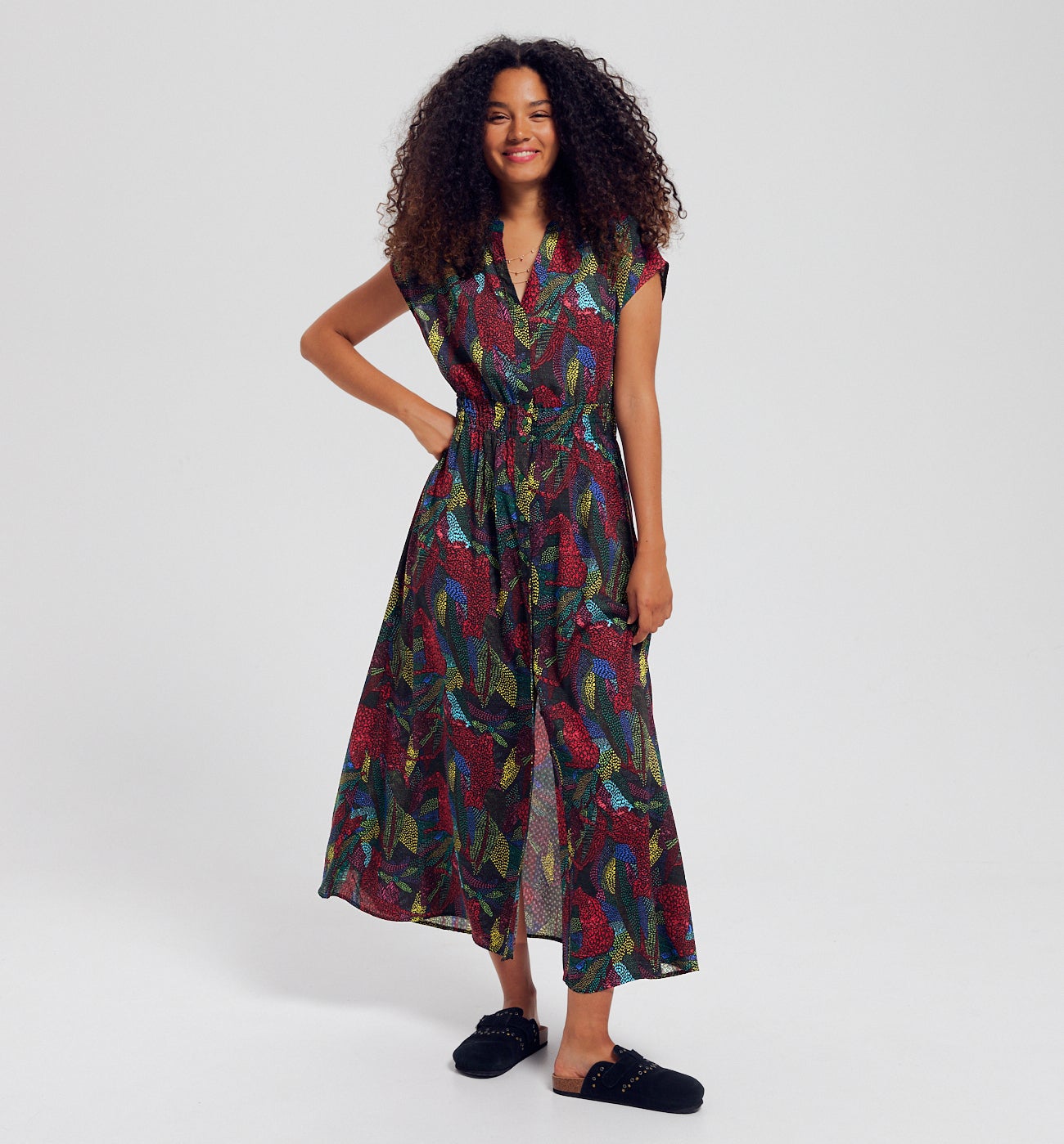 Robe longue imprimée Femme - Imprimé multicolore