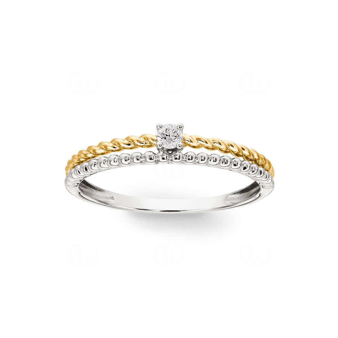Ring 750/18 K Gelb-/ Weissgold mit Diamanten 0.06 ct H/si