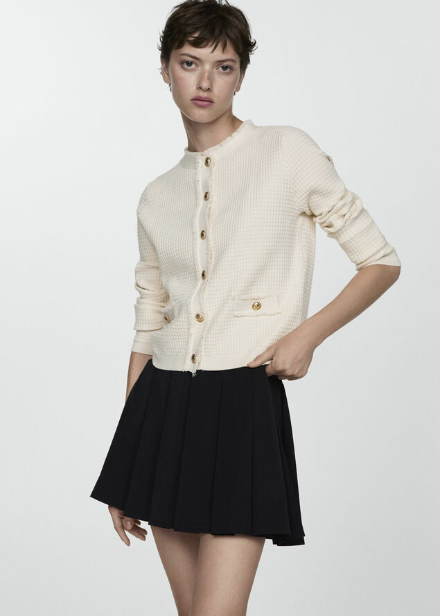 MANGO Button knit cardigan Light beige