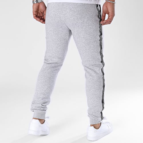 Pantalon Jogging A Bandes Twill Taper Gris Chiné