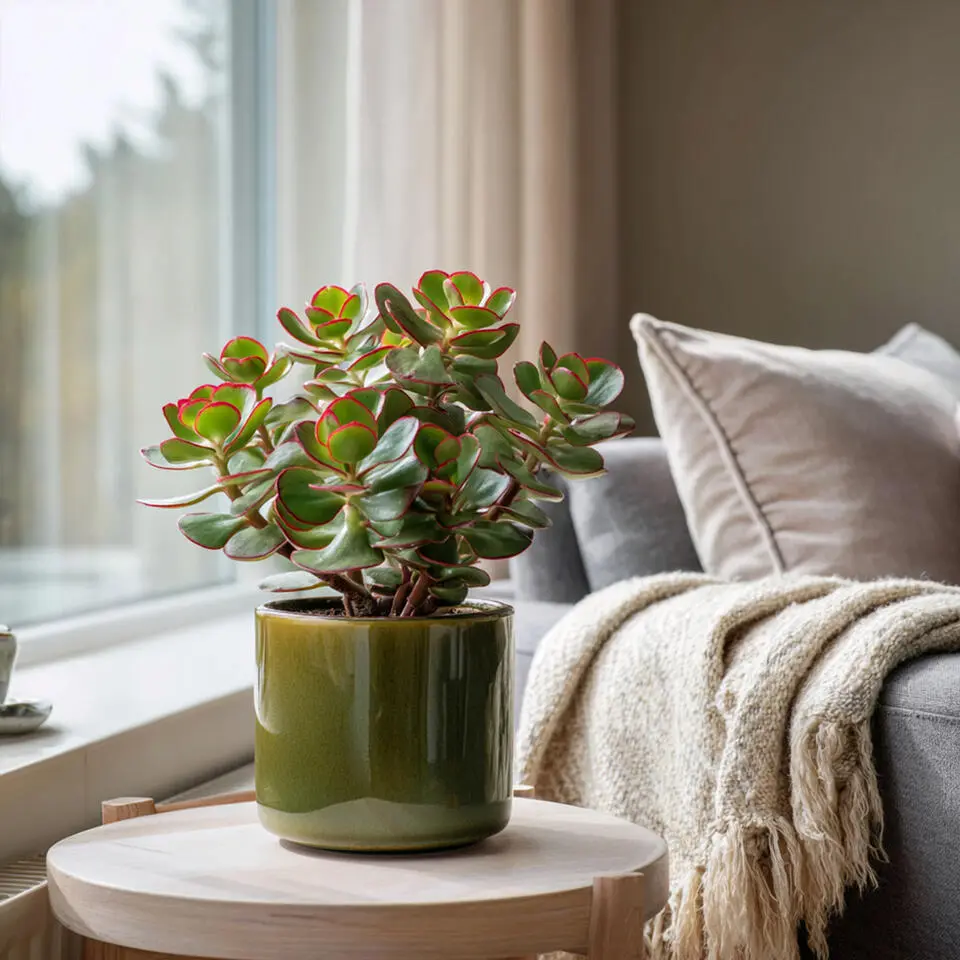 Geldboom - Crassula ovata 'Sunset' - Hoogte 15-20cm - ⌀12cm