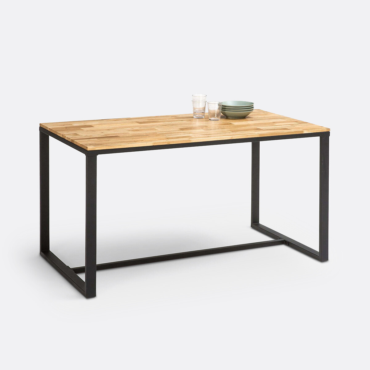 LA REDOUTE INTERIEURS<br>Mesa para 4/6 pessoas em carvalho e aço, Hiba