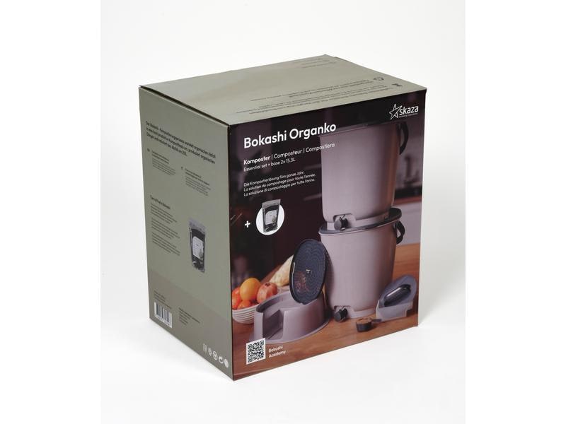 Bokashi Komposter Essential, Grau, 2er-Set inkl. Erde Die Kompostierungslösung für das ganze Jahr