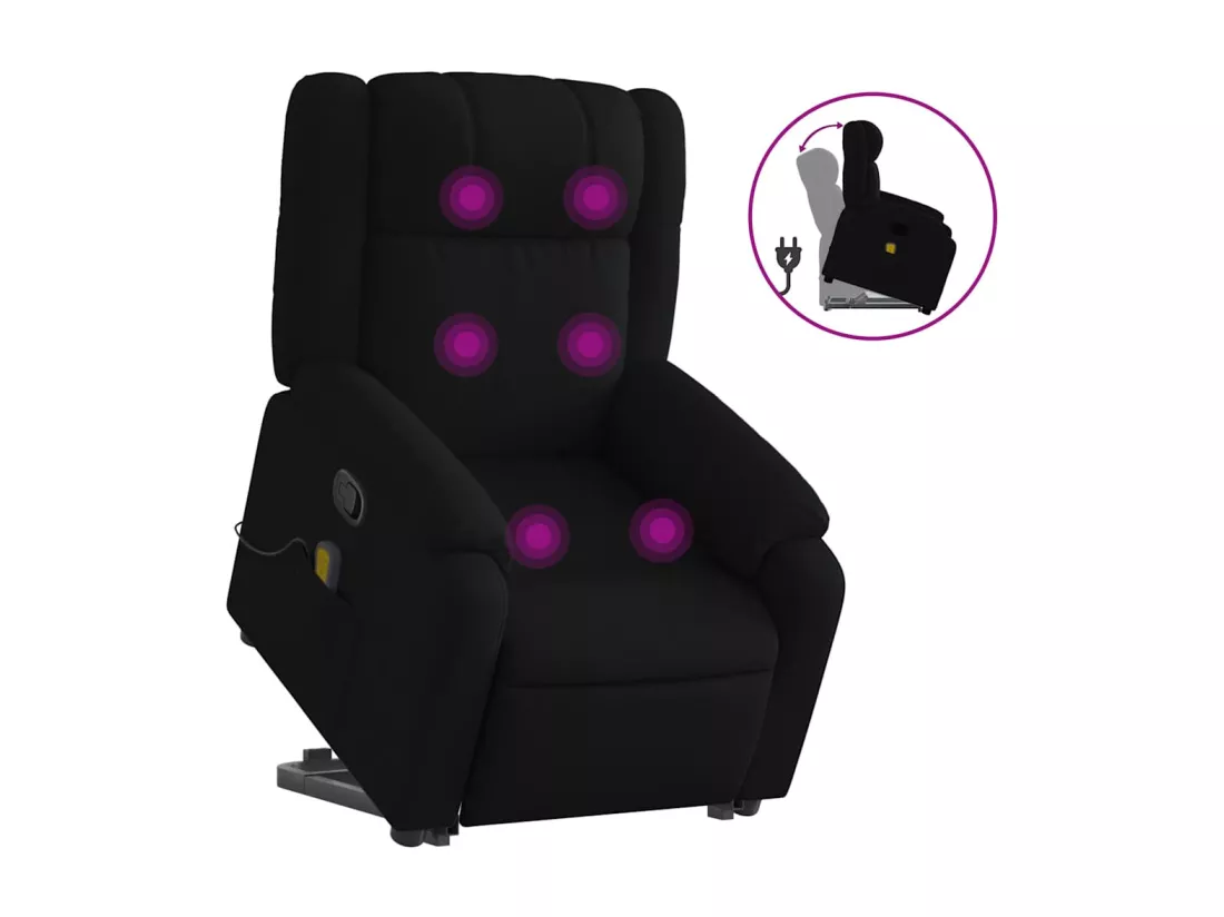 Fauteuil massant inclinable Noir Tissu