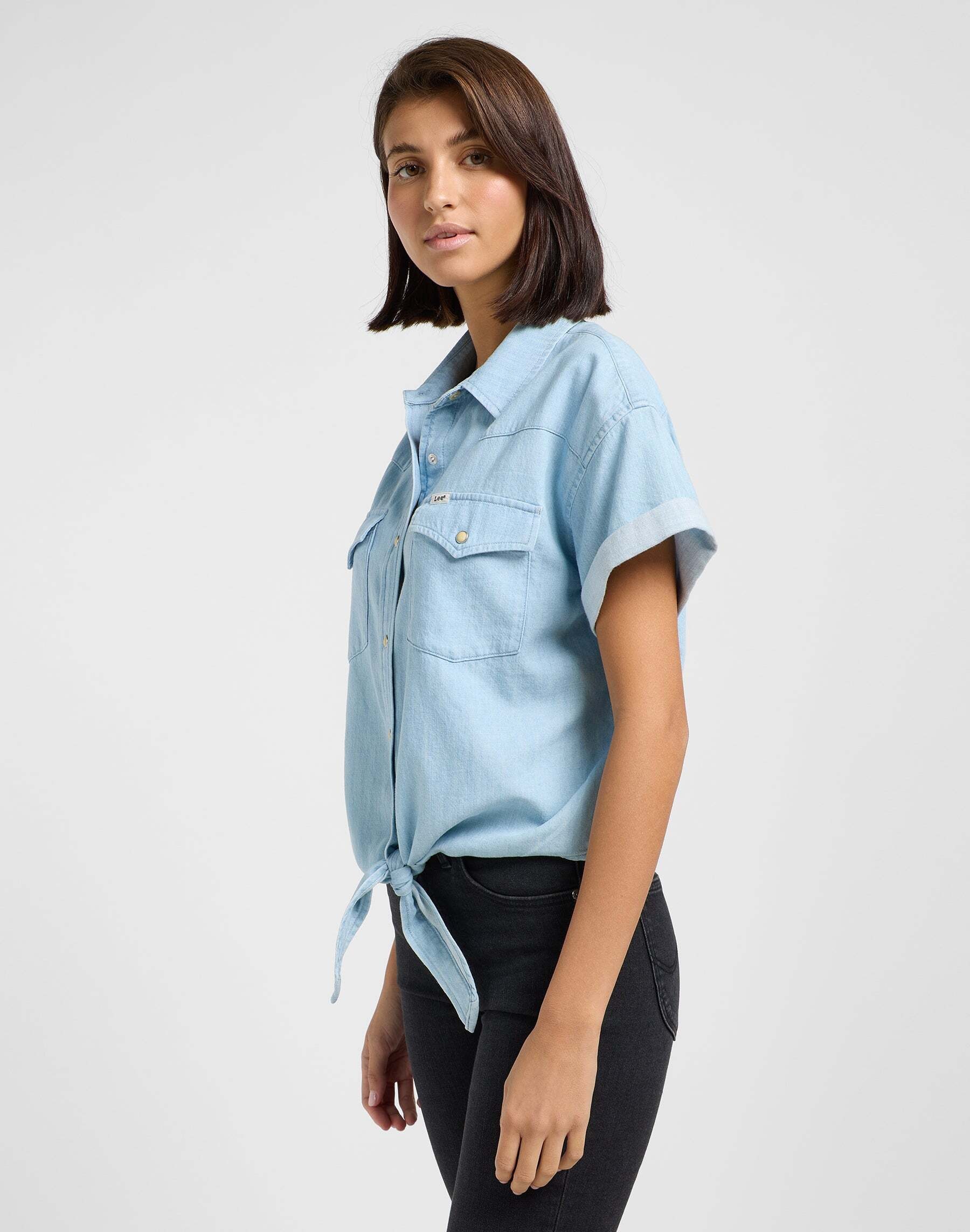 Lee® Jeansbluse »Lee Jeanshemd Crop Tied Western Shirt«