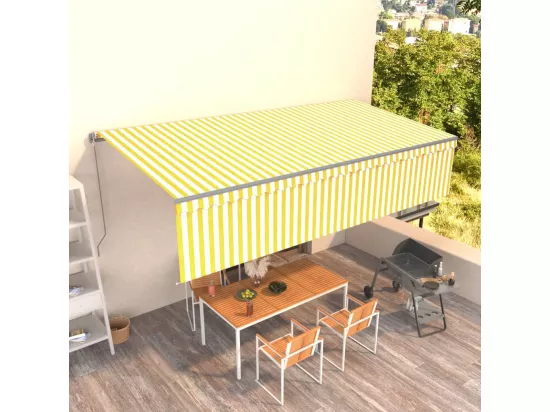 Auvent manuel rétractable avec store 6x3 m Jaune et blanc