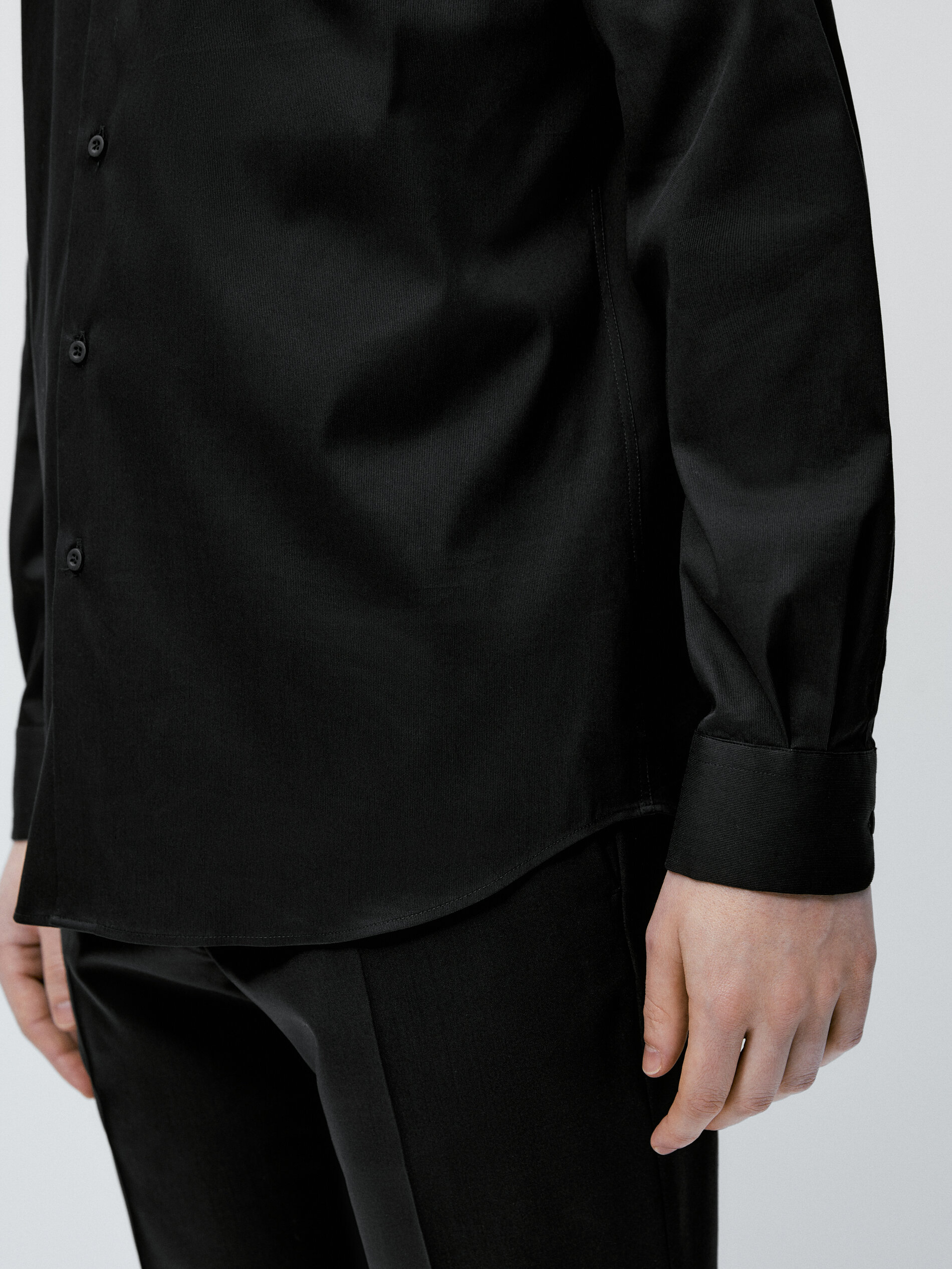Camisa stretch estructura slim fit - NEGRO