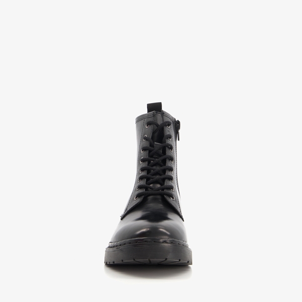 Harper leren dames veterboots zwart