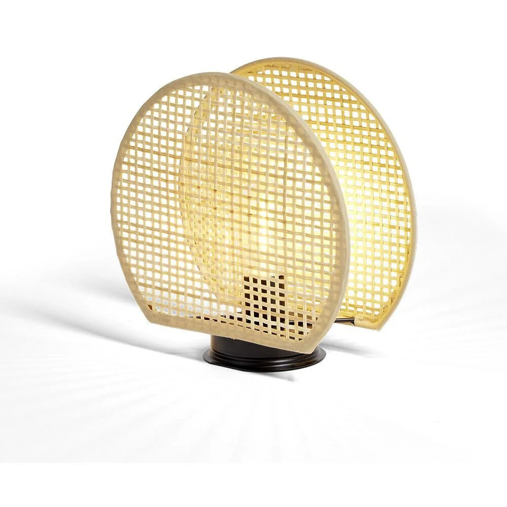 Lampe de table en bambou et bois L.7xl.19xH.18cm