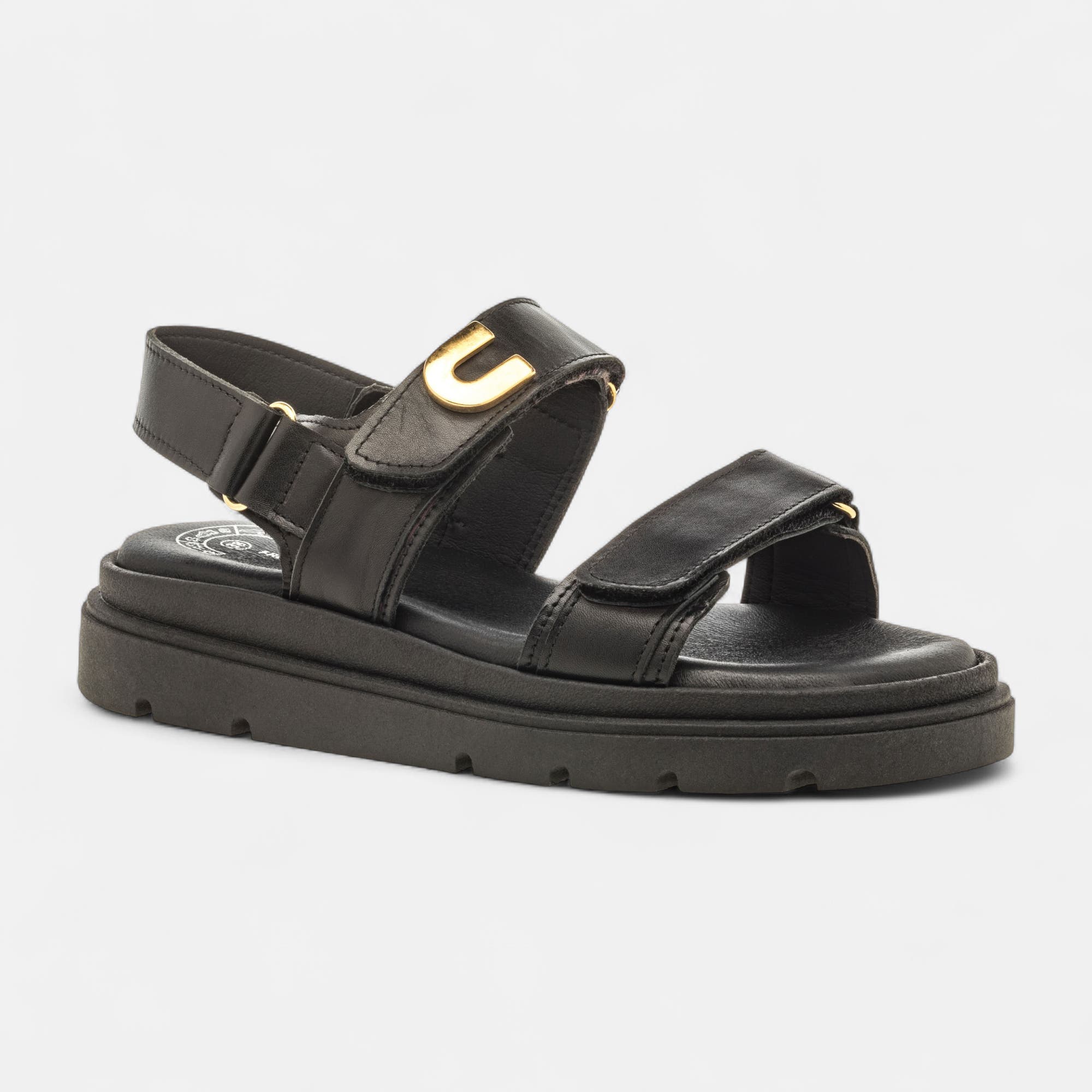 Sandales Femme en cuir noir