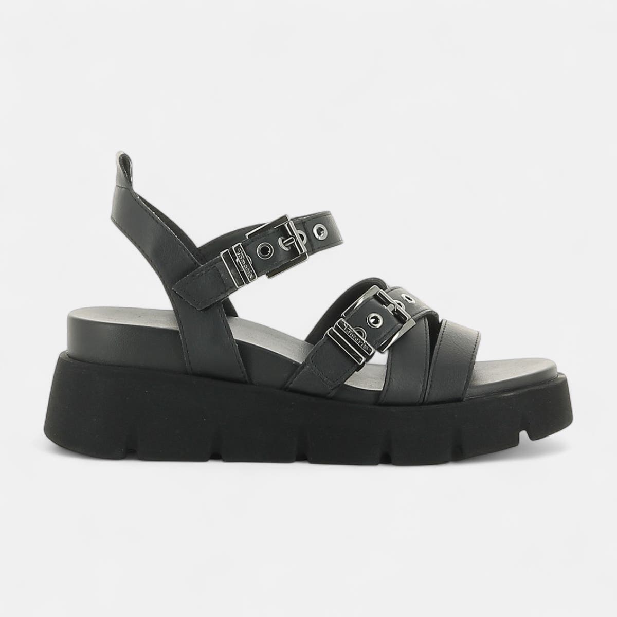 Sandales à talon compensé Femme noir