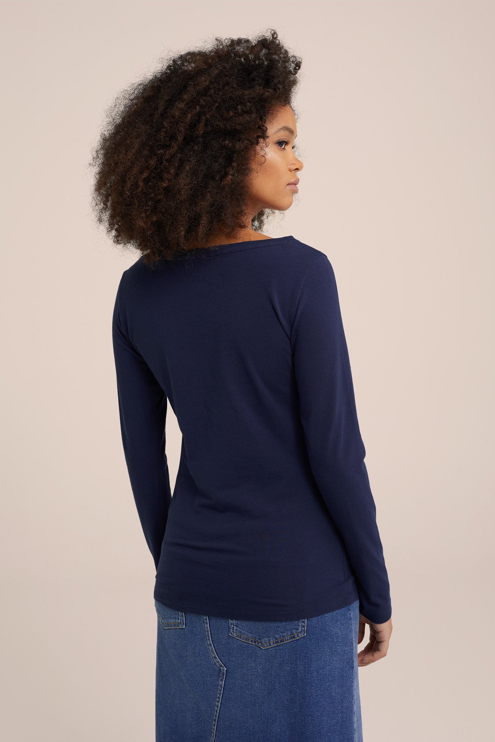 T-shirt van katoenmix WE Fashion Blauw