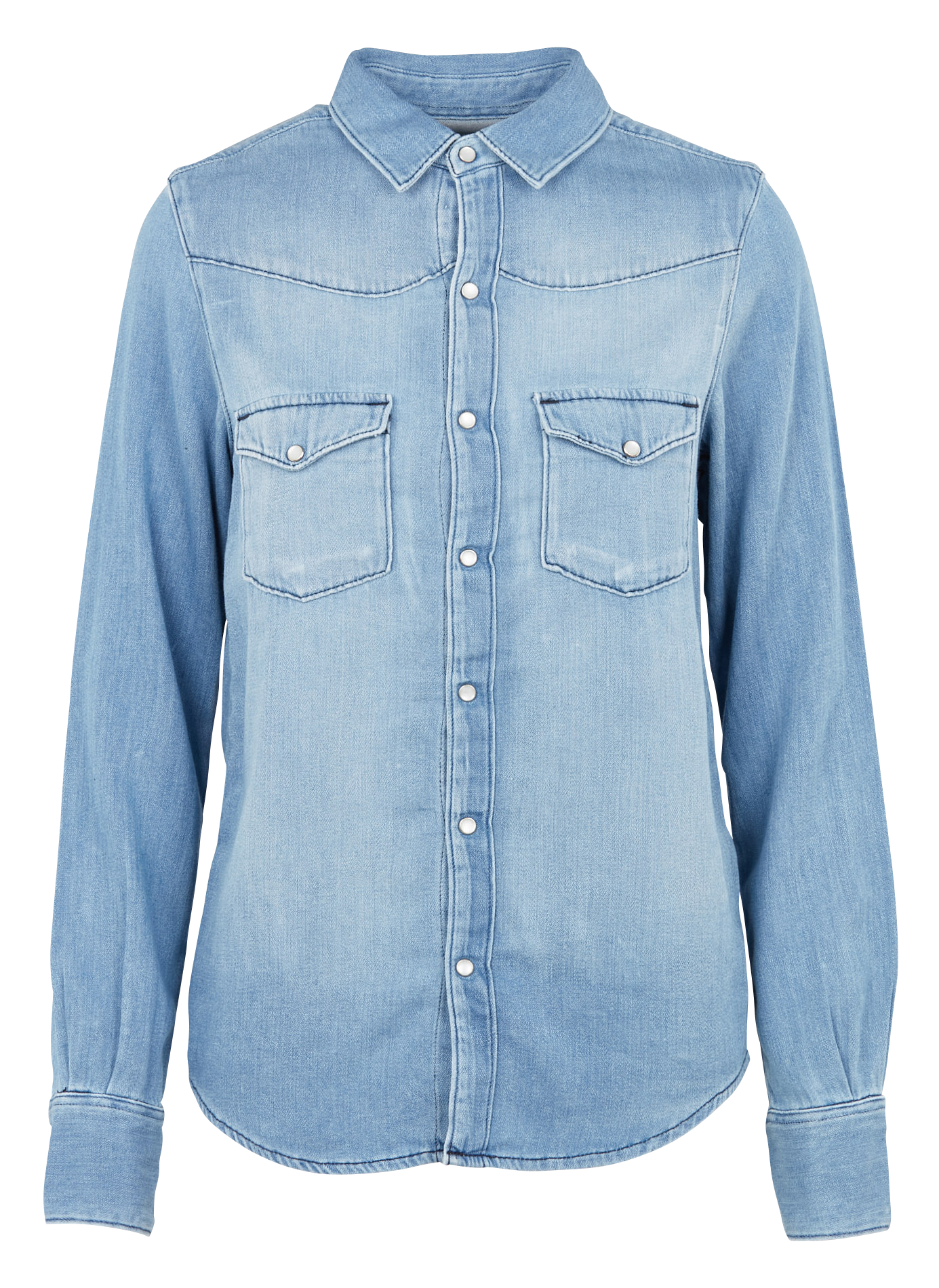 ANJA - Chemise col classique à poches en jean | Bleu