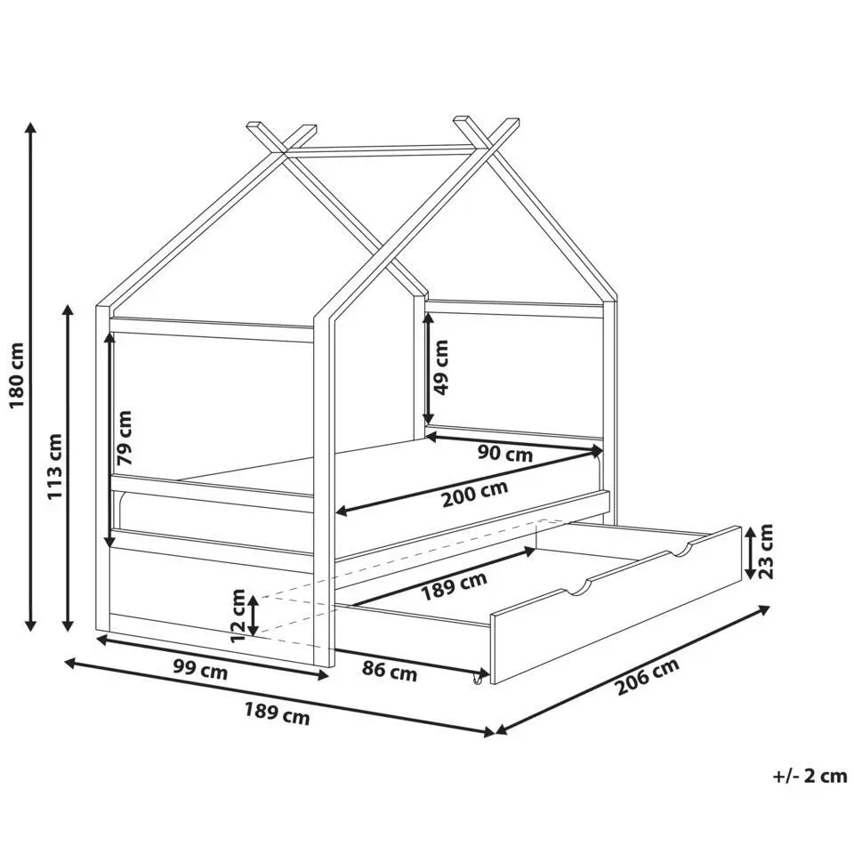 ORGEVAL - Daybed voor kinderen - Lichtbruin - 90 x 200 cm - Grenenhout