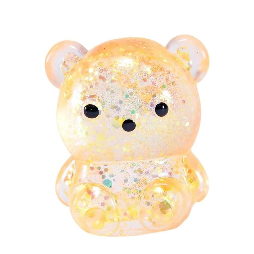 (75x65mm) Anti Stress Knautsch Bär Squeeze Spielzeug Glitzer Squishy Gummibär - Assortiert