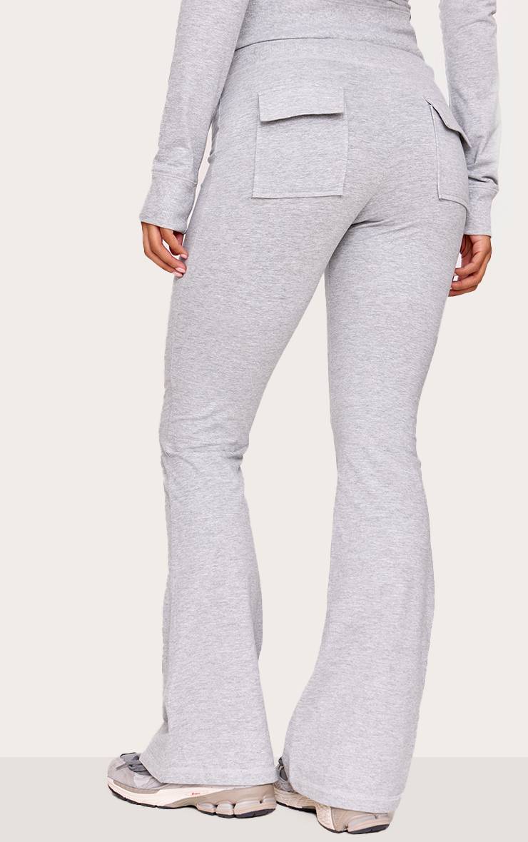 Gris Chiné Pantalon Évasé Skinny Taille Basse Coordonné