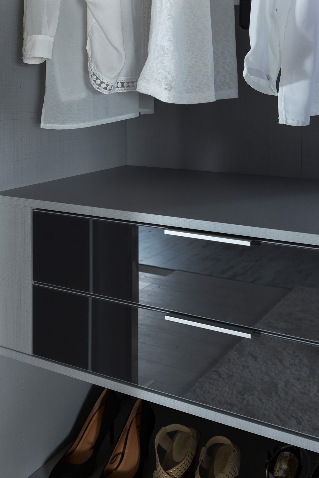Schubkasteneinsatz Linegrey/Glas schwarz für Fachbreite 100 cm