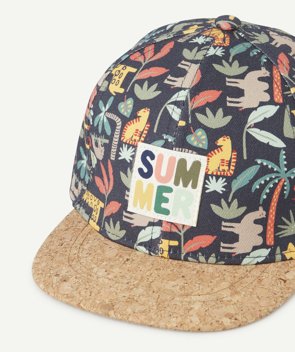 CASQUETTE BÉBÉ GARÇON IMPRIMÉ THÈME JUNGLE ET VISIÈRE EFFET LIÈGE