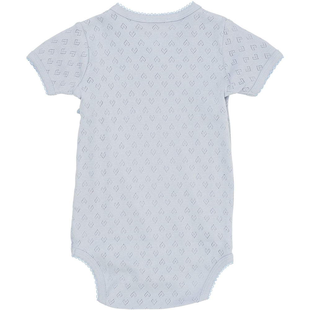 Køb COPENHAGEN COLORS Dusty Blue Pointelle Heart Crossover Body Ss