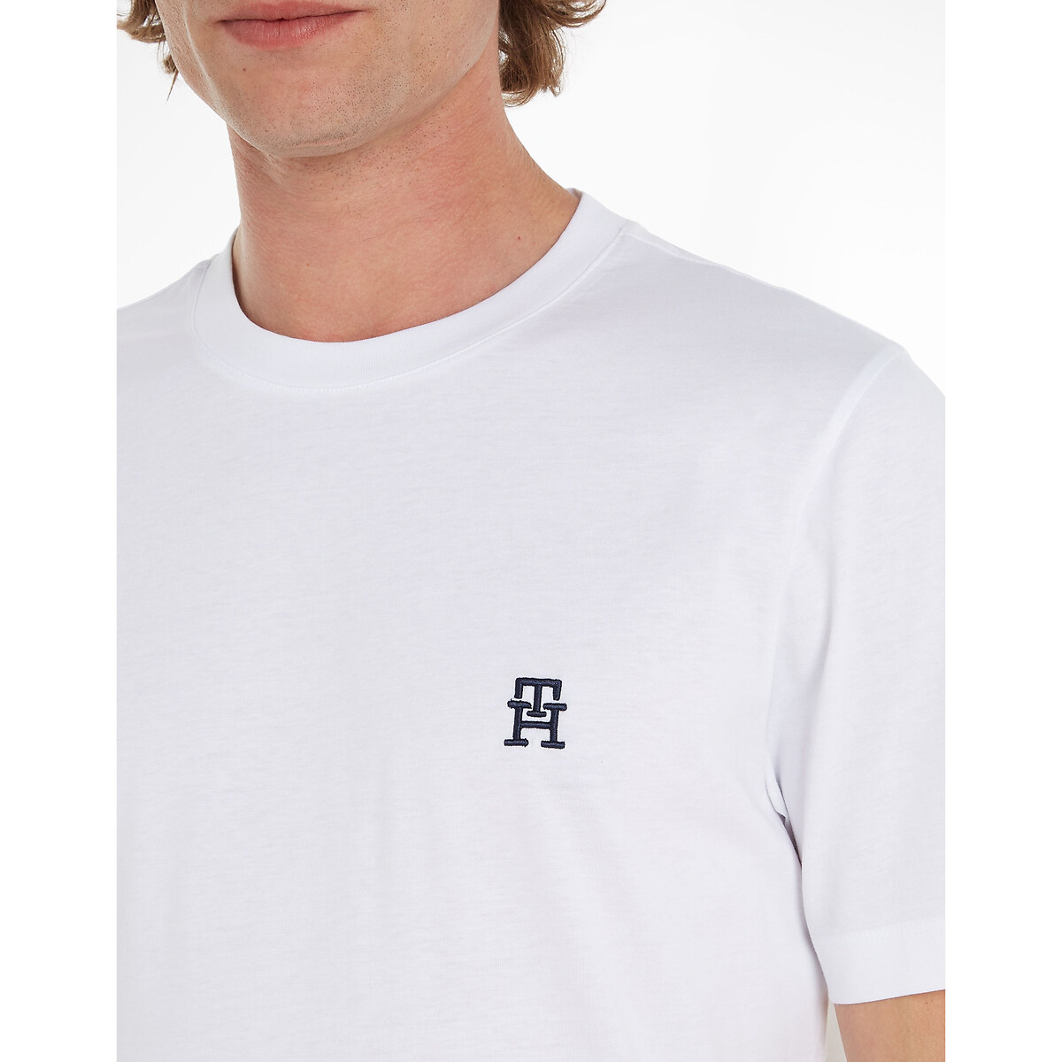 TOMMY HILFIGER<br>Camiseta de gola redonda com logotipo monograma