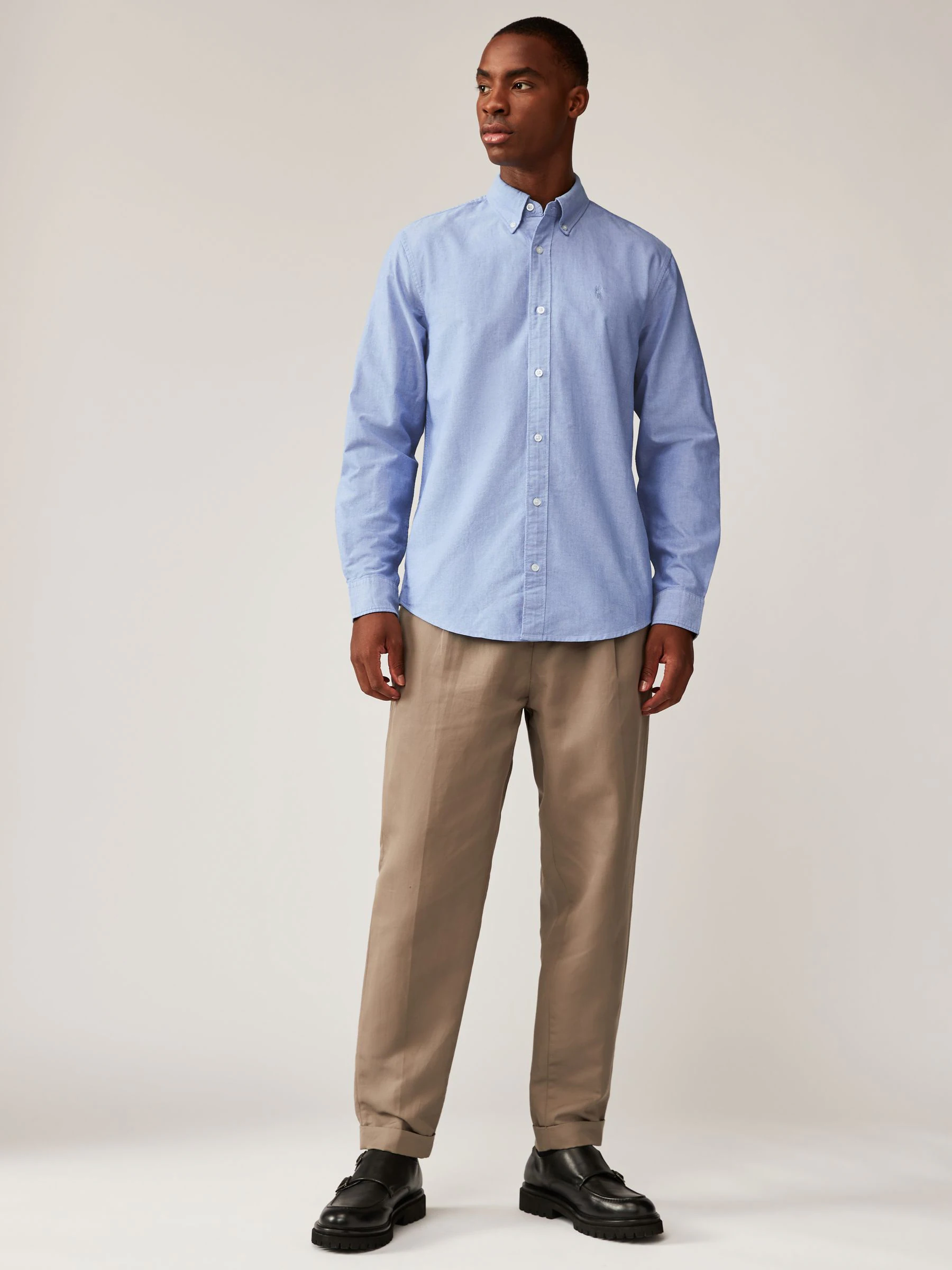 White/Light Blue/Navy Blue 3 Pack - 100% Cotton Long Sleeve Oxford Shirts 3 Pack