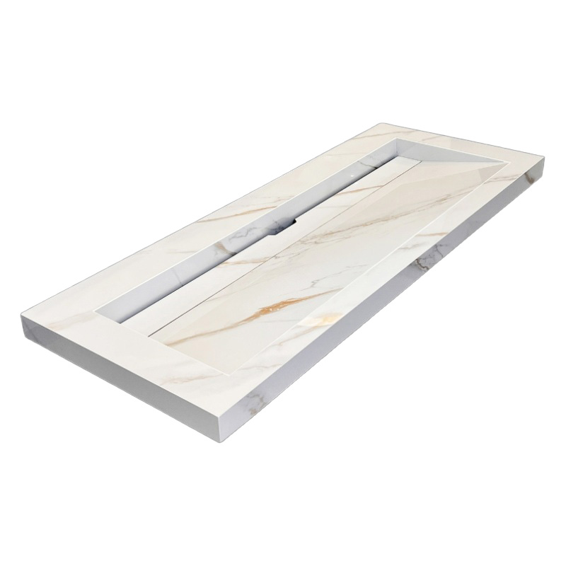 Lambini Designs Quri keramische wastafel 120cm marmer zonder kraangaten