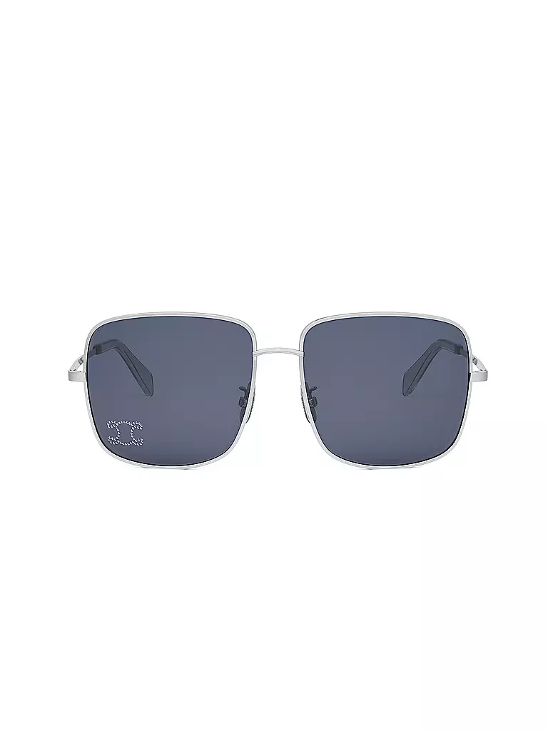 CELINE Rhinestone Triomphe silber eckige Sonnenbrille silber