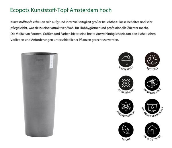 Ecopots Kunststoff-Topf Amsterdam hoch, rund