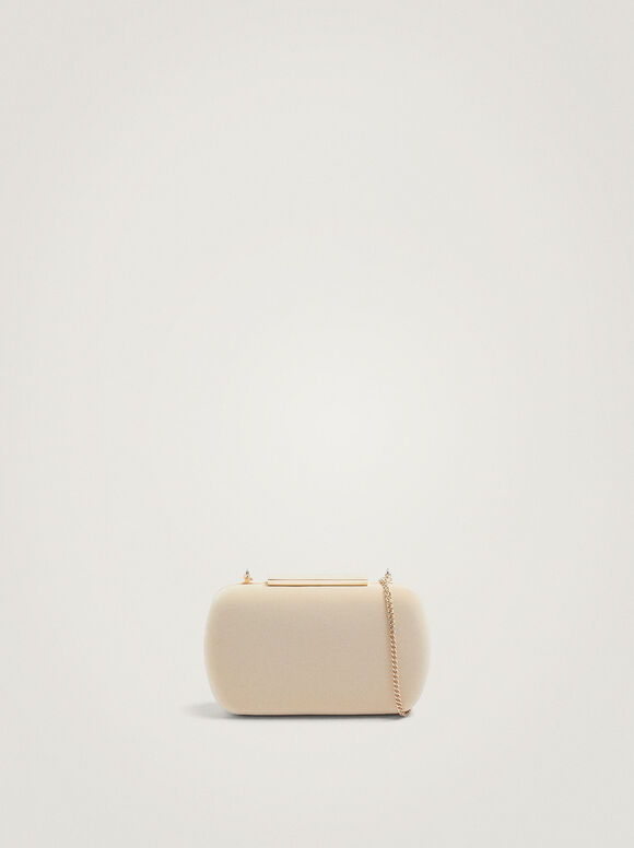 Clutch de festa com alça de corrente - Cru