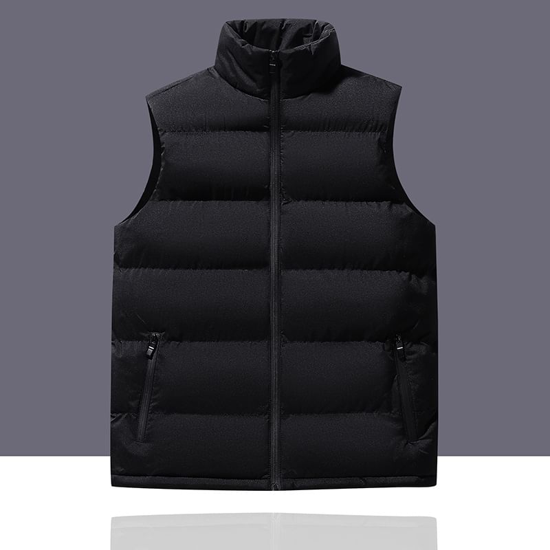 Stone Leo - Effen gewatteerd vest met rits