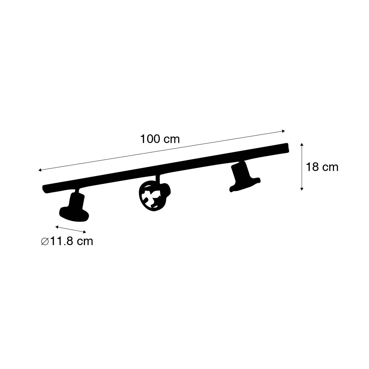 Modern railsysteem met 3 spots zwart 1-fase 100 cm - Iconic Jeany