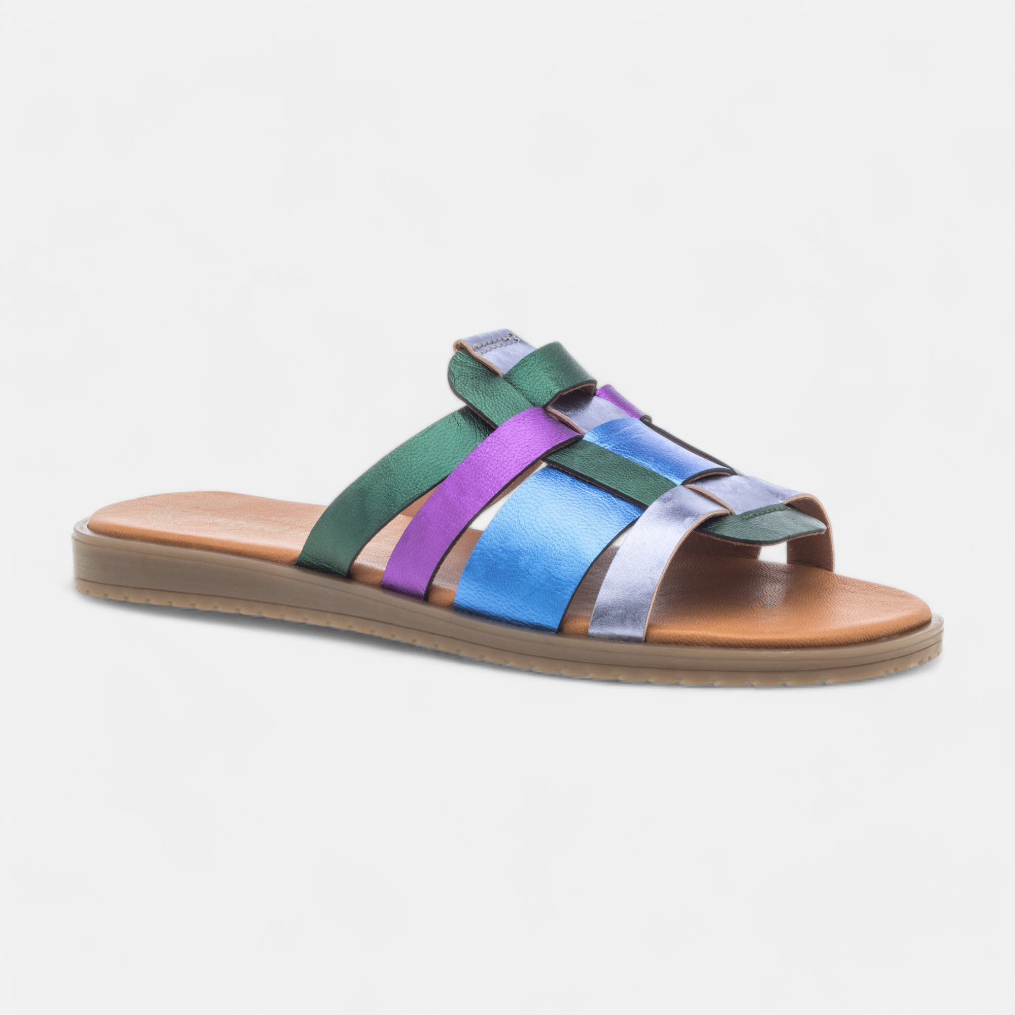 Mules Femme en cuir bleu