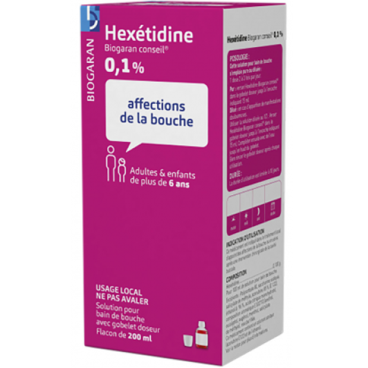 Biogaran Hexetidine 0,1% 200 ml - Affections de la Bouche