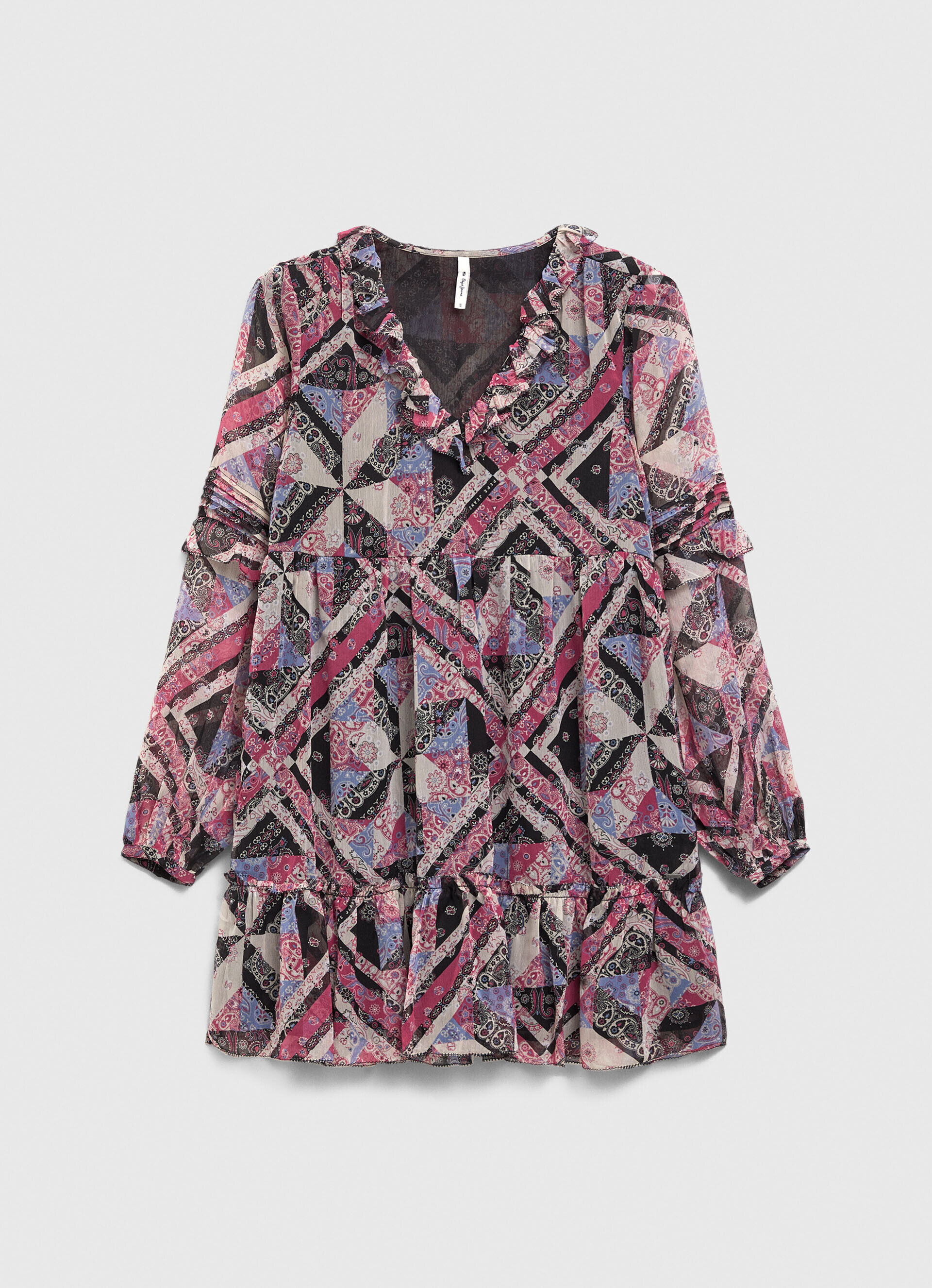 VESTIDO CURTO DE CORTE QUADRADO - multicolorido