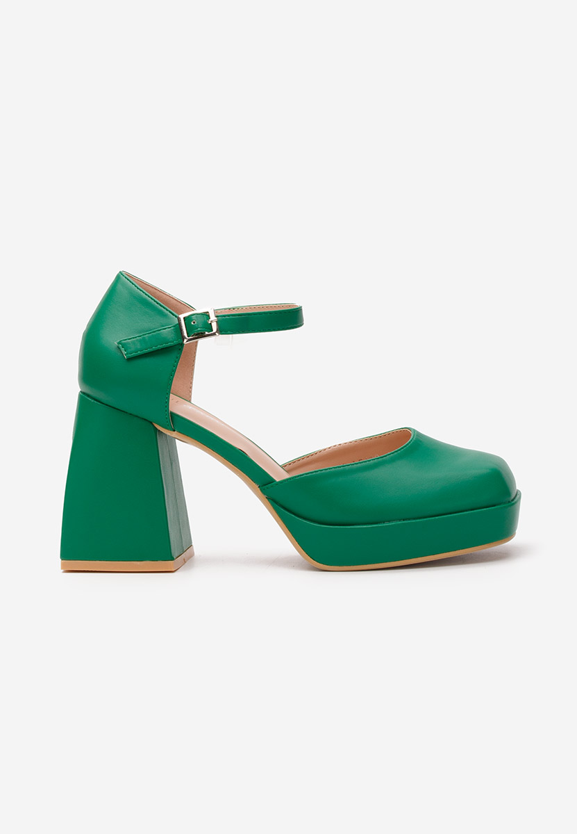 Chaussures à talon épais vert Monsa