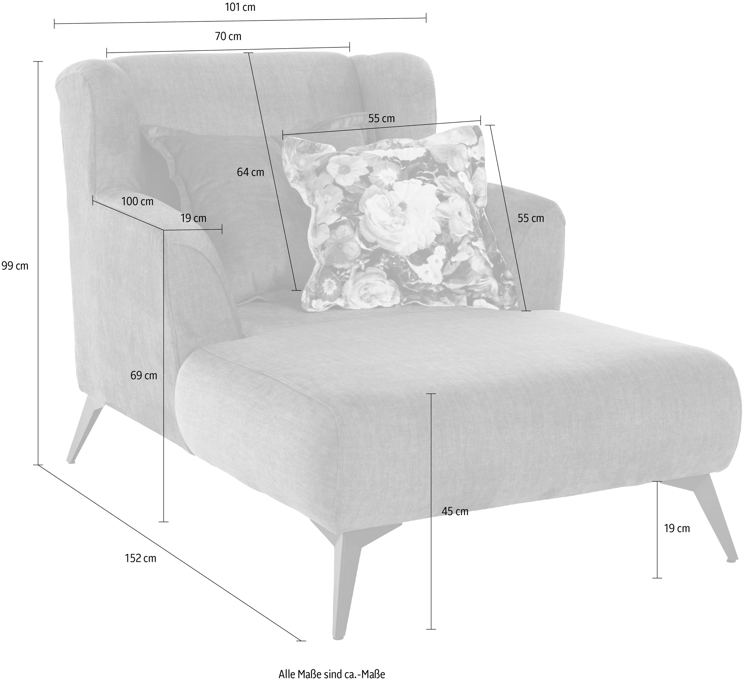 INOSIGN Loveseat »Baggio Mega Sessel für Komfort und Entspannung, zeitlos und modern« Zierkissen inklusive