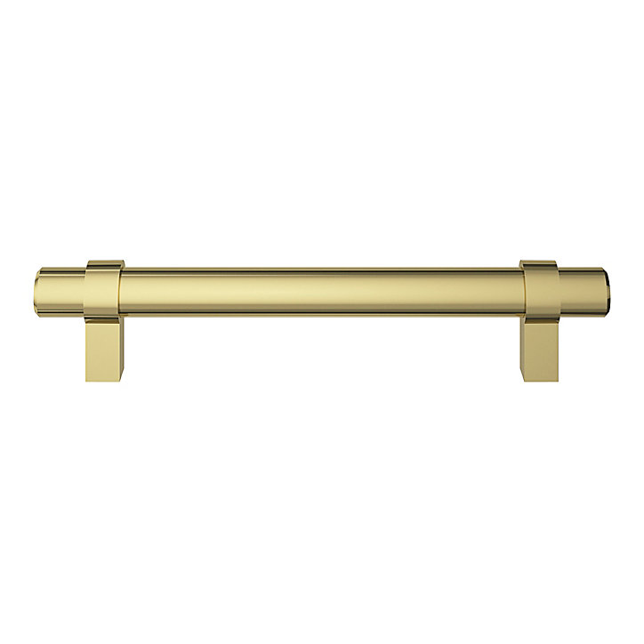Poignée de meuble en T GoodHome Kerver acier et Zamac effet laiton doré l.168mm x l.18mm x H. 34mm entraxe 128mm