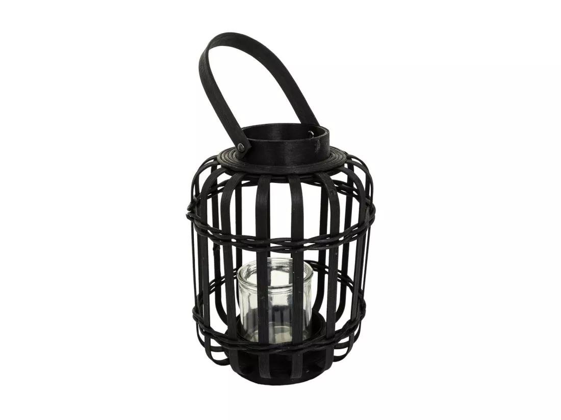 Lanterne photophore en bambou noir d17x25h