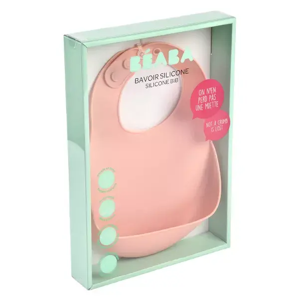 Babador de silicone Béaba Mealtime Rosa Antigo