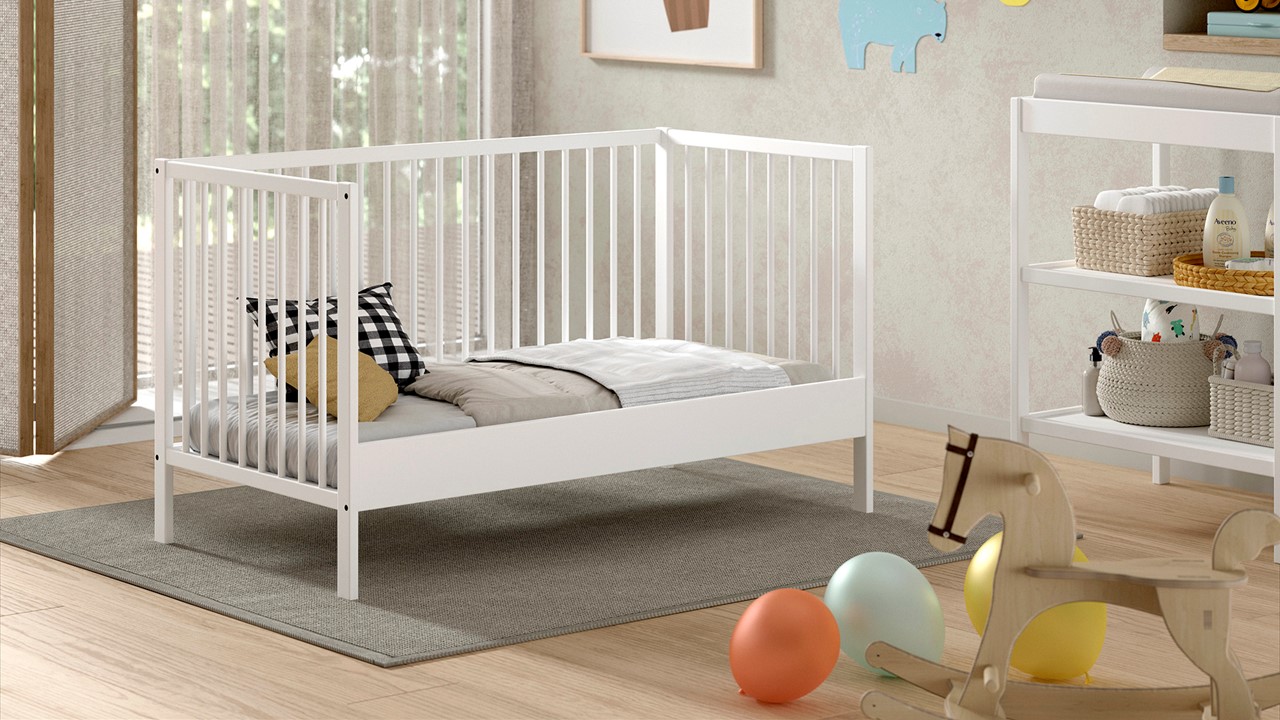 Babyledikant Dino 70x140 met verzorgingstafel wit